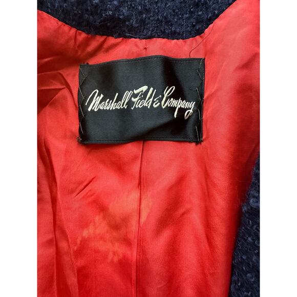 Vintage Marshall Field Company Boucle Swing Coat in Navy Blue Size Medium - Picture 7 of 7